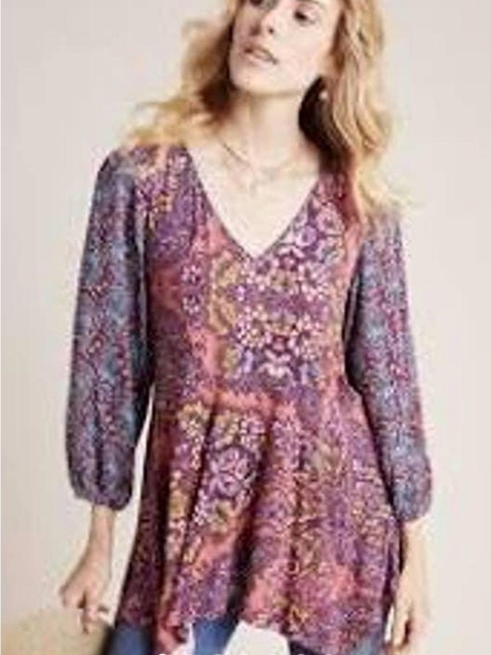Maeve Anthropologie Boho Floral Multicolour Tunic